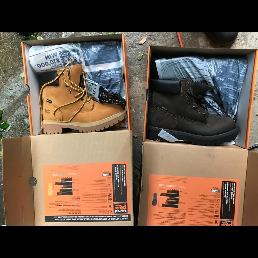Timberland pro steel work boots.